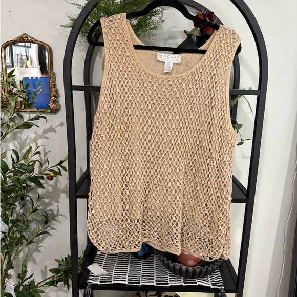 maggie monaughton Tan Relaxed Cropped Sleeveless Tank plus size 2x - Picture 2 of 7